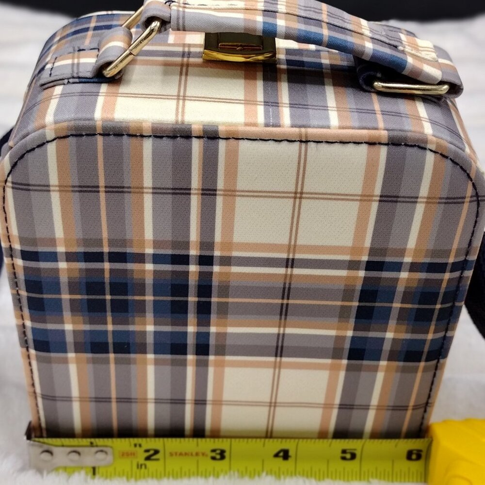 Plaid Mini Train Case Crossbody Bag – Structured Box Purse – Classic Chic - Picture 3 of 8